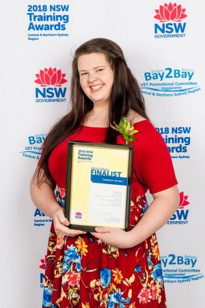 Sarah Sherwood with finalist certificate