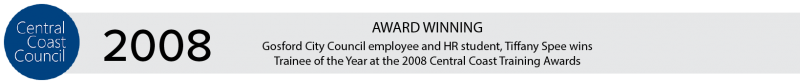 2008 Milestone Gosford Council employee Wins Training Award